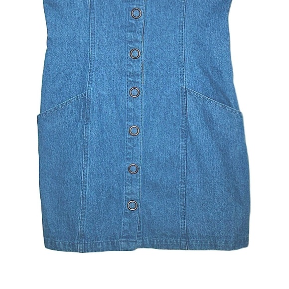 The Fifth Label Button Front Denim Mini Dress with Straps & Slanted Pockets, M - Picture 10 of 14